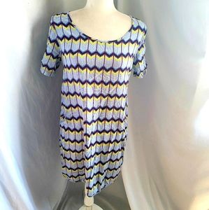 Roxy Retro Row short sleeve shirt dress Chevron stripe  print Medium scoop neck